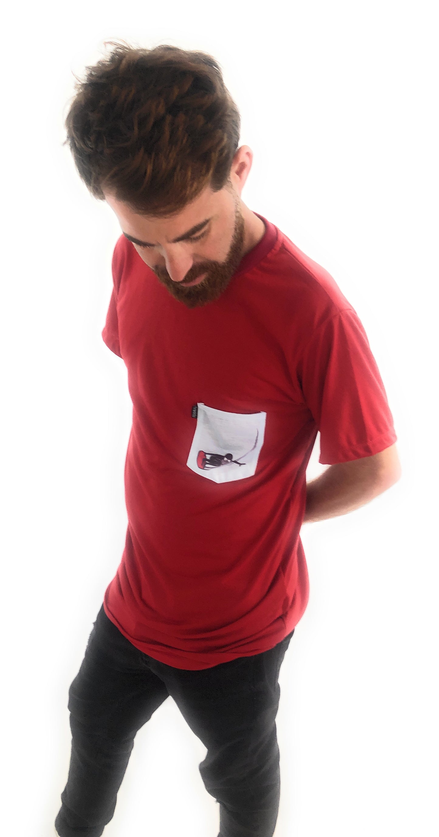 Camiseta Trankilo Pocket Surf Burdeos